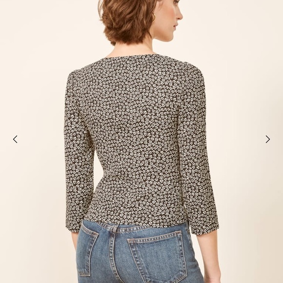 Reformation Jorja Floral Top Black Medium - Picture 3 of 7
